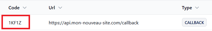 Emplacement du code callback